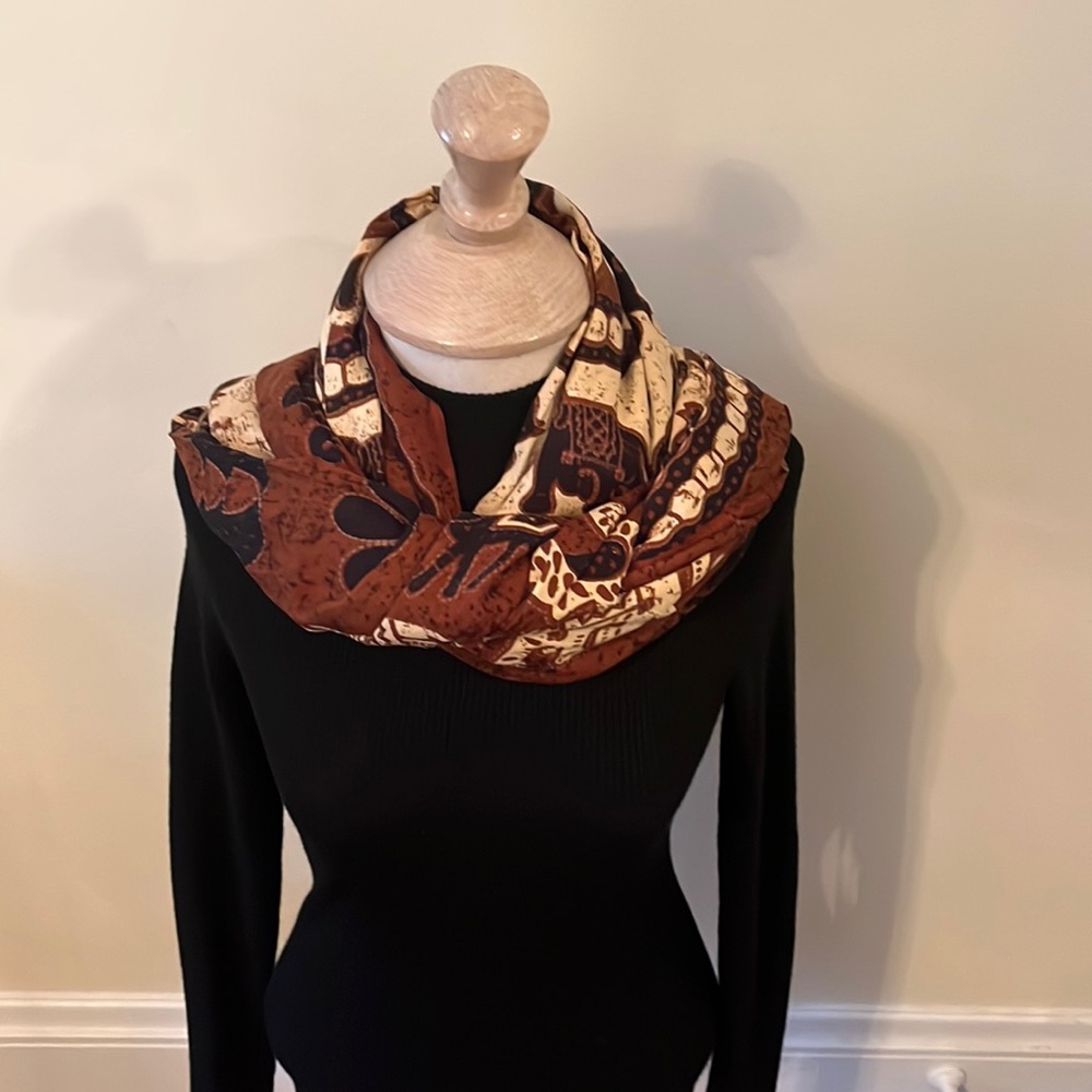 Extra Long Rectangular Elephant Themed Scarf - image 1